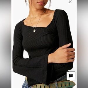 Free people on a cloud bodysuit XS black waffle knit bodysuit NWT women’s tops